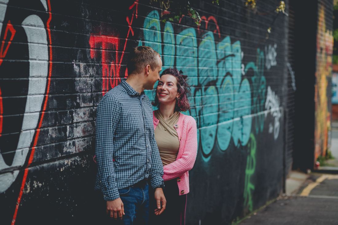 Colourful engagement shoot, Liverpool street art
