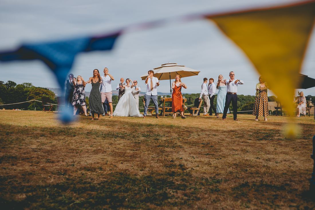 Evening reception celebrations, Wigfair Hall wedding photography, North Wales