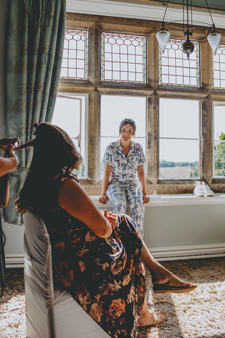 Getting ready with the bridal party, Wigfair Hall wedding photography, North Wales
