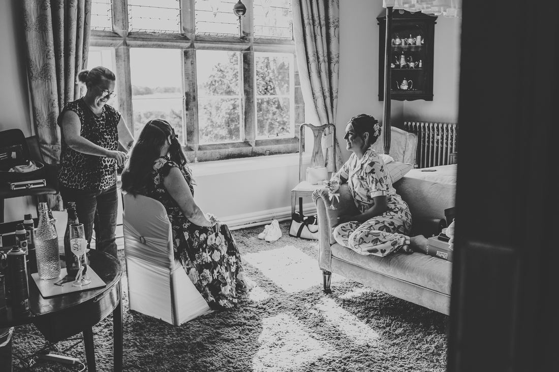 Bride getting ready, Wigfair Hall wedding photography, North Wales