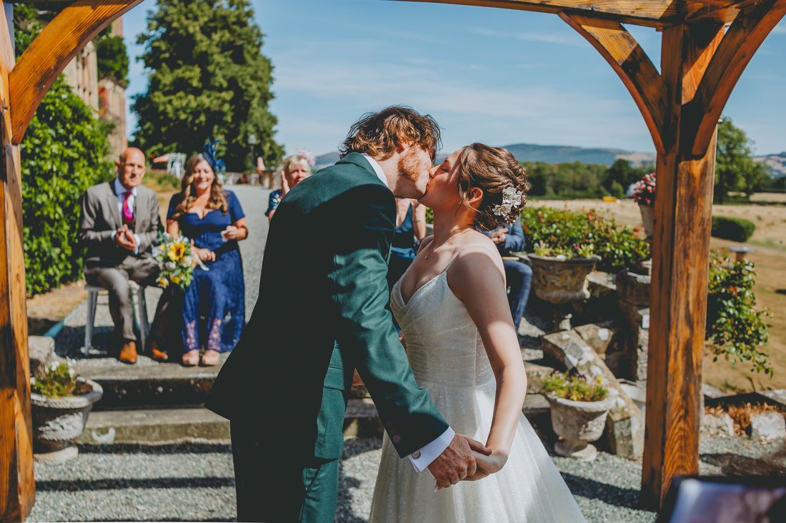 Guests arriving for the ceremony, Wigfair Hall wedding photography, North Wales
