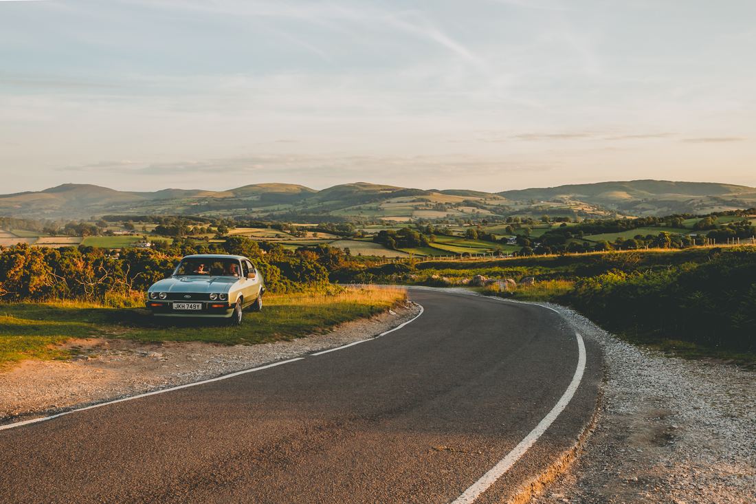 North Wales engagement shoot, golden hour on Halkyn Mountain