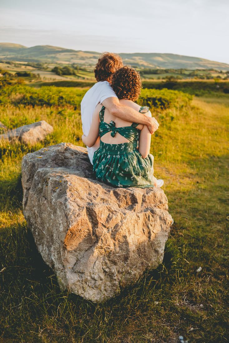 North Wales engagement shoot, golden hour on Halkyn Mountain