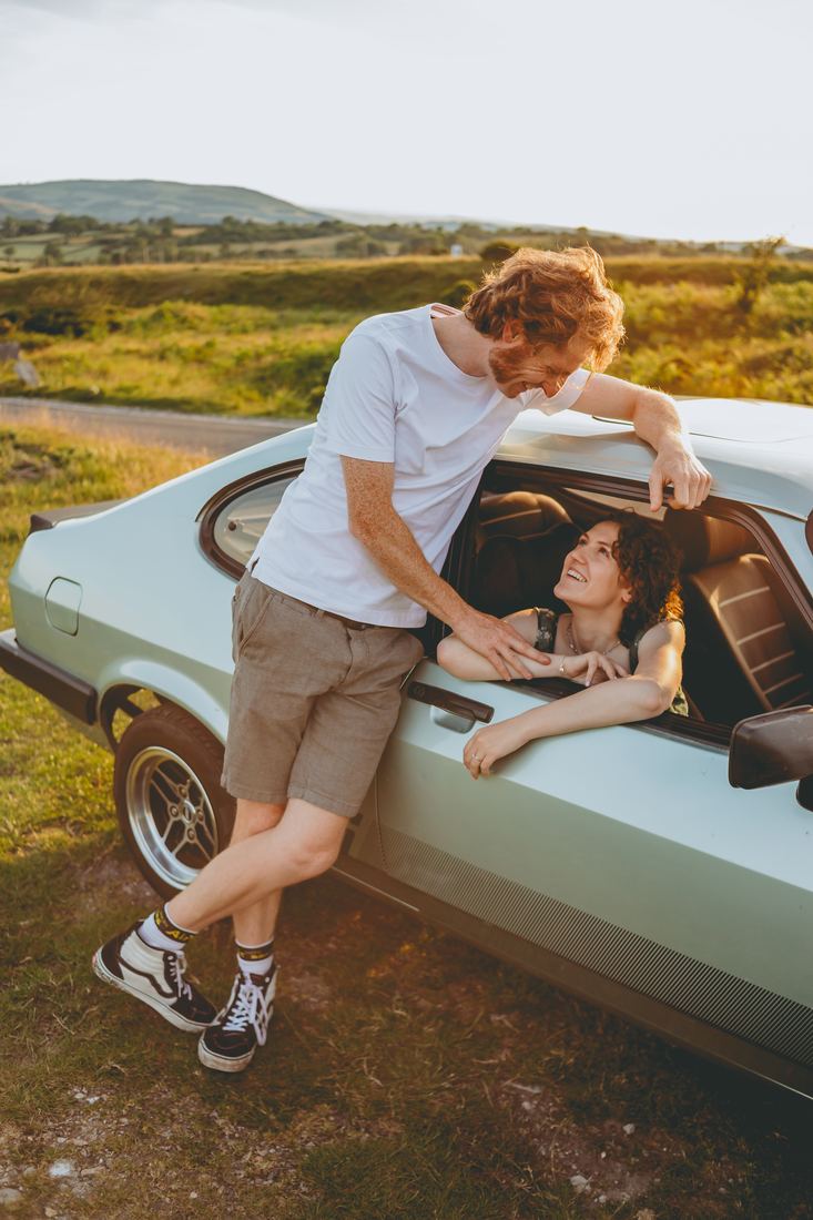 North Wales engagement shoot, golden hour on Halkyn Mountain