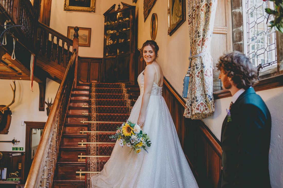 Couple portraits in the grounds, Wigfair Hall wedding photography, North Wales
