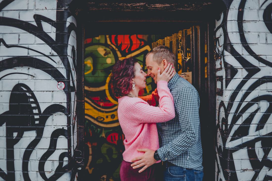 Relaxed engagement photography, Liverpool Baltic Triangle